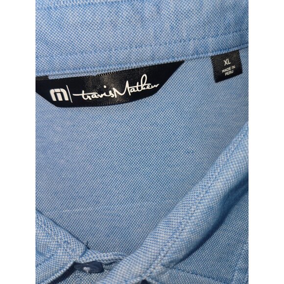 Travis Mathew Mens Blue Tropical Palm Tree Print Polo XL NWOT - Picture 5 of 7